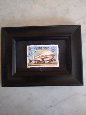 Framed Collectible Mongolia Postage Stamp - Boeing 747